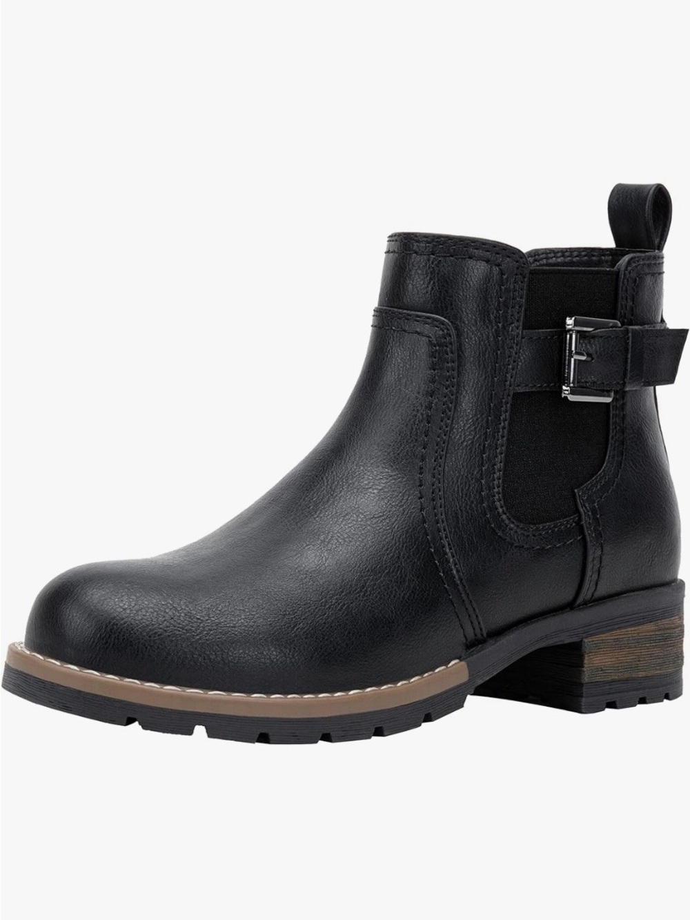 Women's Black Chelsea Ankle Boots with Buckle